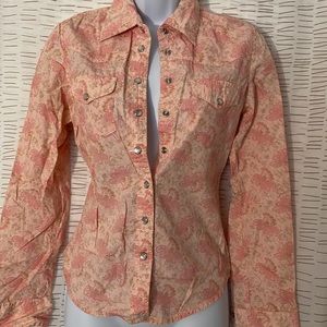 Vintage pink and tan button down shirt